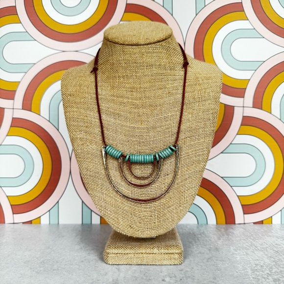 Artisan Made Leather Silver Stone Necklace - Picture 3 of 7